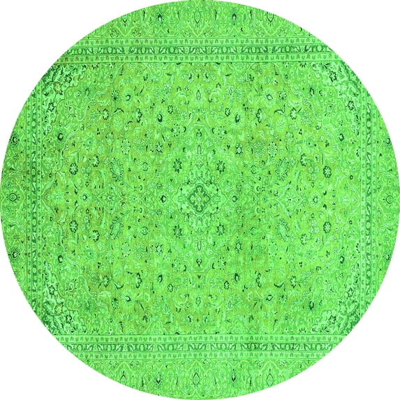 Ahgly Company Indoor Round Abstract Green Modern Area Rugs, 3' Round