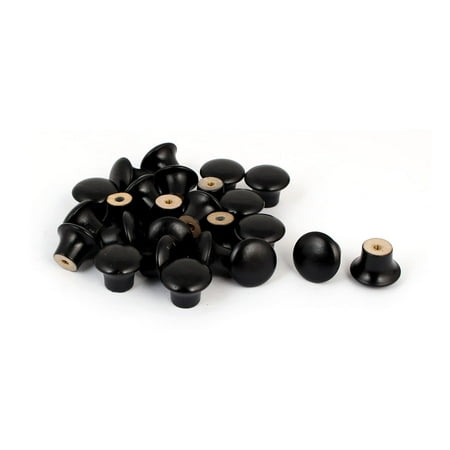 Black Handle Cabinet Pull - Kitchen Cupboard Cabinet Door Wooden Pull Knob Grip Handle Black 24x18mm 25pcs