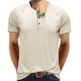 thumbnail image 1 of BOBOGOJP T-shirt de Travail Imprimé pour Hommes Manches Courtes Col Rond Décontracté (Beige,TTG), 1 of 4