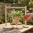 thumbnail image 6 of Swing Face Planter Pot for String of Pearls, Cute Resin Hanging Head Planter with Drainage Hole and Wooden Stand, 5.7-Inch, 6 of 9