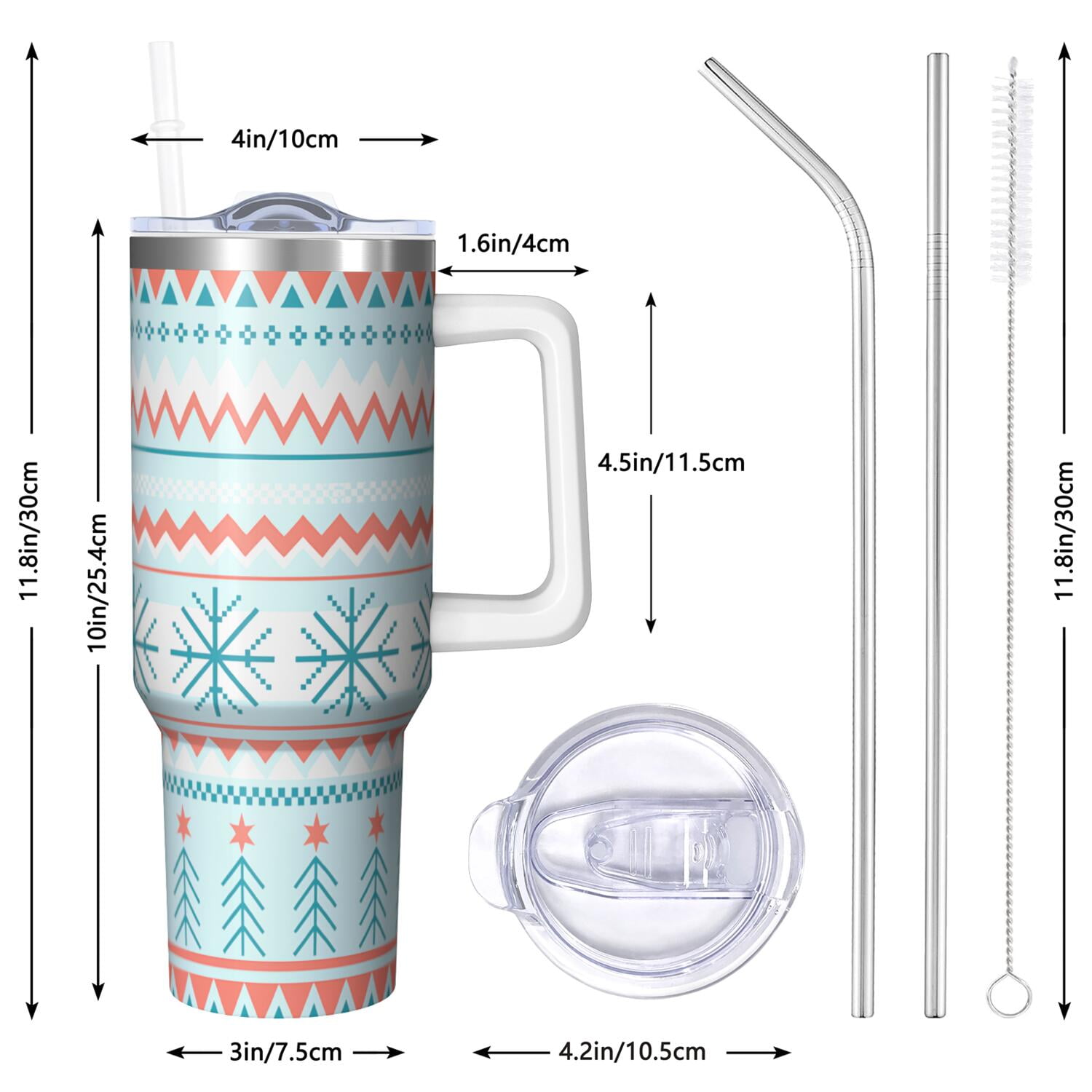 1pc 40 oz Christmas Tumbler with Lid and Straw Stainless steel Insulated tumblers Cute water bottle Travel/Gym coffee tumbler Gifts for Women/men