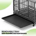 thumbnail image 6 of Magshion 42.5" Large Alloy Steel Heavy Duty Indestructible Dog Crate, Double Door High Anxiety Dog Crate with Lockable Wheels and Removable Tray Design for Indoor and Outdoor, Dark Silver, 6 of 11