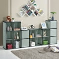 thumbnail image 4 of Kings Brand Furniture Dothan Wood 2-Cubed Closed Bookcase - Storage Shelf Organizer Bookshelf, Sage Green, 4 of 5
