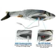 Cat Flipping n Flopping Fish Cat Toy - Realistic Wiggling Interactive Automatic Motion Activate Motorized Plush Cat Toy - USB w/ Catnip Pouch - 2 Speeds