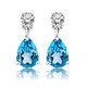 thumbnail image 1 of JeenMata Pendientes Clásicos de Oro Blanco de 18 K sobre Plata con Colgante de Topacio Azul, Piedra Natal de Diciembre, de 2,5 Quilates, Talla Redonda y en Forma de Pera, para Mujer, 1 of 6