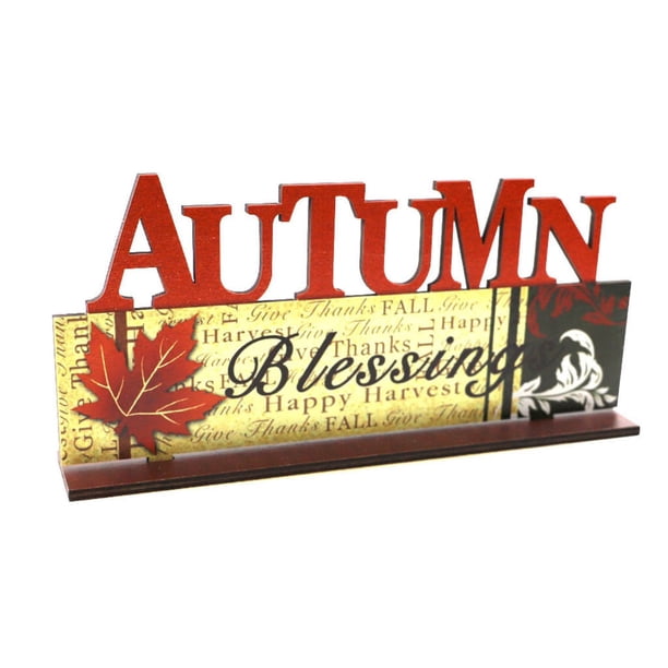 Price cut Wooden Happy Bumper Festival Table Decorations, Orange Maple Leaf Cushaw Scarecrow Table Decorations Sign Fall Party Decorations