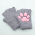 thumbnail image 1 of Guantes de silicona 3D con forma de garra de gato, bonitos guantes de peluche de gato para niñas, guantes cálidos con imitación de visón y garra de gato, 1 of 5