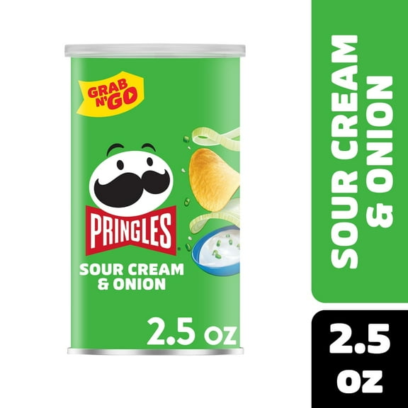 Pack of 2 Pringles Sour Cream and Onion Grab N Go Potato Crisps Chips, 2.5 oz (Package May Vary)