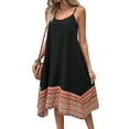 thumbnail image 2 of Vestido Bohemio con Bloques de Color para Mujer, Estilo Hawaiano, con Tirantes Finos y Vuelo. Negro L, 2 of 10