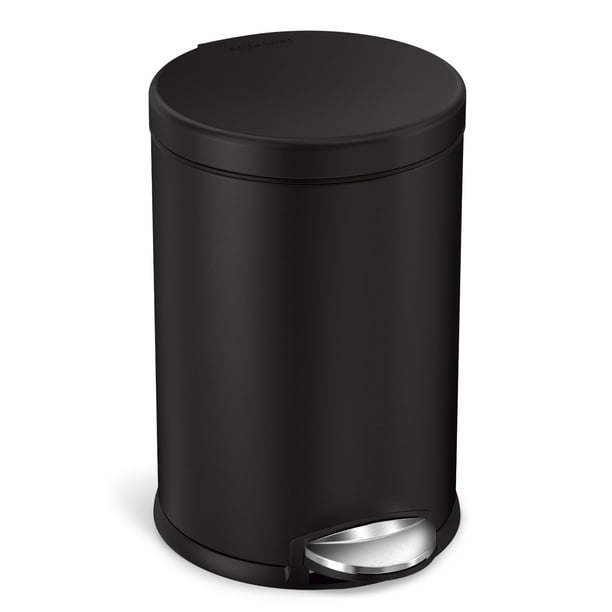 Bote de basura Simplehuman redondo para baño, 4,5 l/ 1,2 galones, negro mate