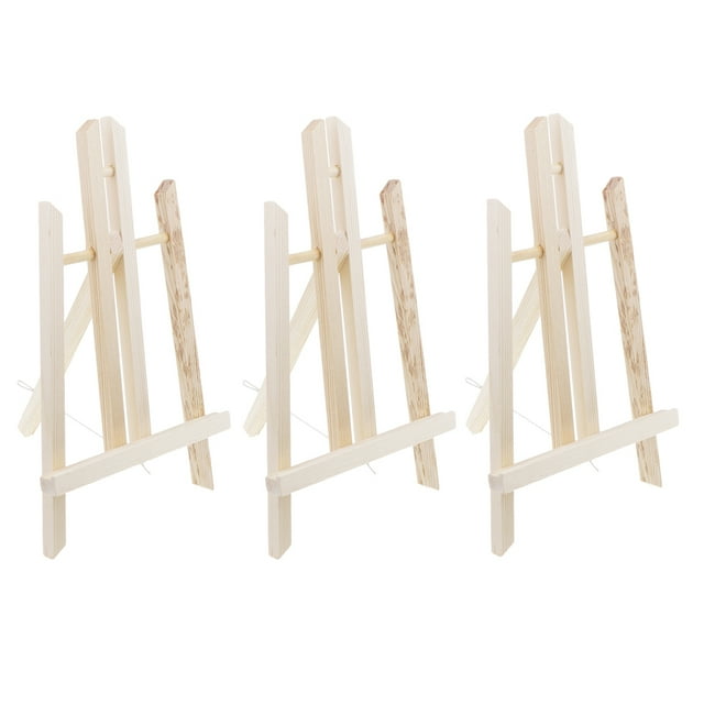 Rongfmy 3Pcs Unpainted Wood Adjustable Easel Display Photo Holder Kids Drawing Tools