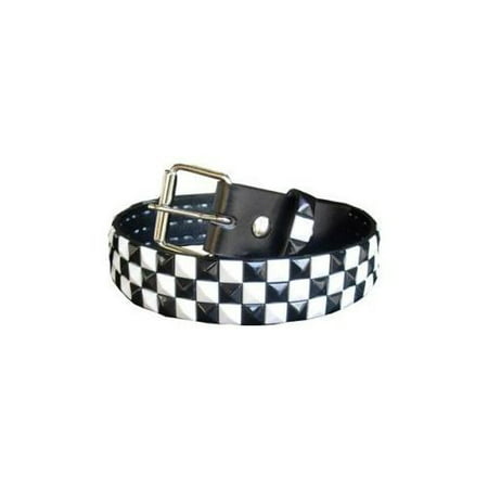 MENS/WOMENS CHECKERBOARD BLACK/WHITE STUDDED PUNK BELTS 30&quot; TO 44&quot; MEDIUM - 0