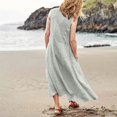thumbnail image 4 of Robe Maxi pour Femmes, Printemps Été 2023 Coton Lin Boho Décontractée Mode Sans Manches pour Vacances, 4 of 7