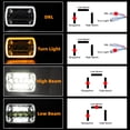 thumbnail image 4 of 2pcs DOT/SAE 7x6 5x7 Inch Rectangular Aluminum Housing Clear PC Lens Amber Halo Angle Eye Turn Signal White DRL LED High/Low Beam Head Lights Lamps Assembly w/ H4 Bulbs & Adaptors DC 12V-80V, 4 of 5