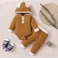 thumbnail image 2 of Felwors Preschool Long Sleeved Solid Color Jumpsuit+solid Color Pants Children's Set Suitable For Infants Aged 0 To 24 Months, 2 of 9