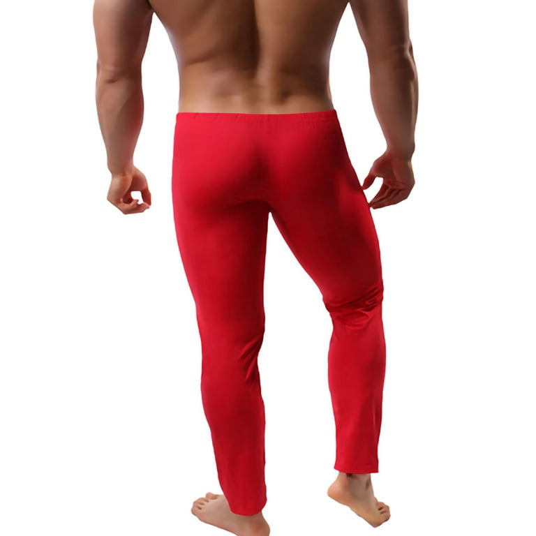 Mens Ice Silk Long Johns Thermal Underwear Bottom Elastic Sports Tight  Leggings 