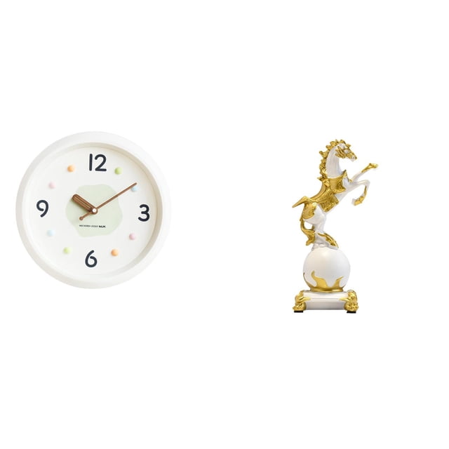 Reloj de pared,Reloj de pared decorativo,moderno y elegante.,Figura de escritorio,Estantería con estatua de caballo para escritorio,oficina y decoración del hogar.,Figura decorativa de