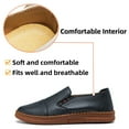 thumbnail image 2 of Men's Casual Leather Loafer Shoes Slip On Soft Breathable Handmade Stitching Fashion Shoes Lightweight Driving Dress Shoe Blue 9.5 US, 2 of 7