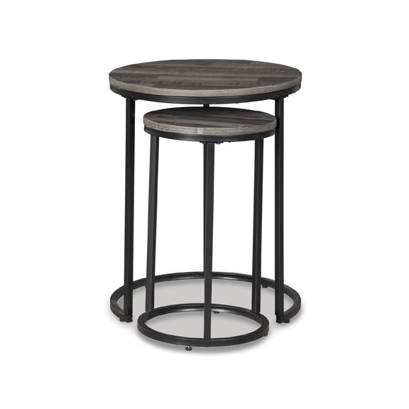 Bowery Hill 2-Piece Engineered Wood Nesting End Table Set in Gray/Black