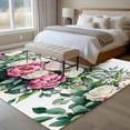 thumbnail image 4 of Spring Flower Large Area Rugs 5x8 ft Watercolor Retro White Pink Floral Green Leaf Plant Washable Rug Non Slip Indoor Carpet Absorbent Floor Mat for Living Room Bedroom Dining Room, 4 of 9