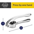 thumbnail image 4 of Premium Garlic Press, Garlic Mincer Set of 3 with Silicone Roller Peeler & Cleaning Brush - Gloss Silver, 4 of 8