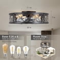 thumbnail image 2 of Caged Ceiling Fan with Light, 20" Ceiling Fan with Lights and Remote Flush Mount, Bladeless Caged Ceiling Fans with Lights, Matte Black Rustic Fan for Bedroom, Kitchen, Dining Room, 2 of 8