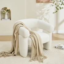 JURANYAZHU Modern Barrel Accent Chair Round Armchair,Lambswool Fabric,for Bedrooms Living Rooms Study Rooms Balconies,White