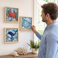 thumbnail image 5 of DIY No-Sew Kinusaiga Fabric Art Kit, Ocean Theme Kinusaiga Cut Cloth Handcraft Kit, Relaxing Handmade Art Project, 5 of 5