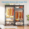 thumbnail image 4 of Ulif H4 Mini Portable Closet, 4 Tiers Freestanding Clothing Garment Rack for Small Space, Metal Clothes Wardrobe System for Bedroom, 23.6" W x 14" D x 76.4" H, Load 502 lbs, Black, 4 of 8