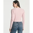 thumbnail image 3 of Real Essentials 4-Pack: Women's Long Sleeve Ribbed Knit Cotton Crew Neck Crop Top Shirt - (Available in Plus), 3 of 6