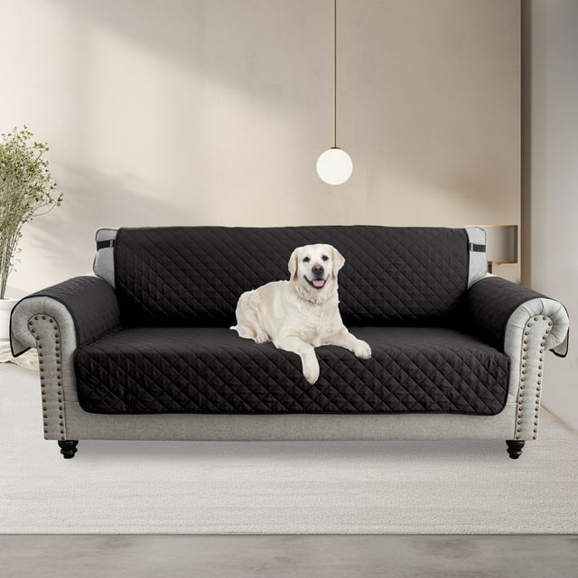 Housse de Canapé pour Animaux Imperméable et Résistante aux Rayures – Protégez Votre Canapé des Griffes et des Taches des Animaux! (Noir, Causeuse Surdimensionné)