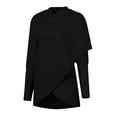 thumbnail image 5 of XFLWAM Women's Long Sleeve Hoodies Solid Color Asymmetric Hem Wrap Pullover Sweatshirt with Pocket Black M, 5 of 6