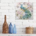 thumbnail image 2 of 7.78" Gold Analog Square Wall Clock Peacocks and Cherry Blossoms, 2 of 5