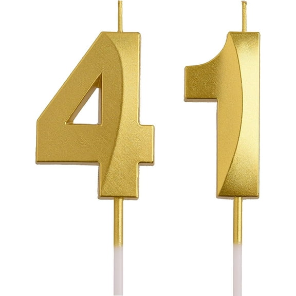 AOOLADA Bougies d'Anniversaire 41 Ans, Bougies d'Anniversaire Dorées 41 Ans, Décorations de Fête Joyeux Anniversaire, Décoration de Gâteau, Cadeaux pour Hommes Femmes
