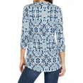 thumbnail image 7 of ZXSXSY Women Floral Print 3/4 Sleeve Buttons Pleated Front Blouse, 7 of 7