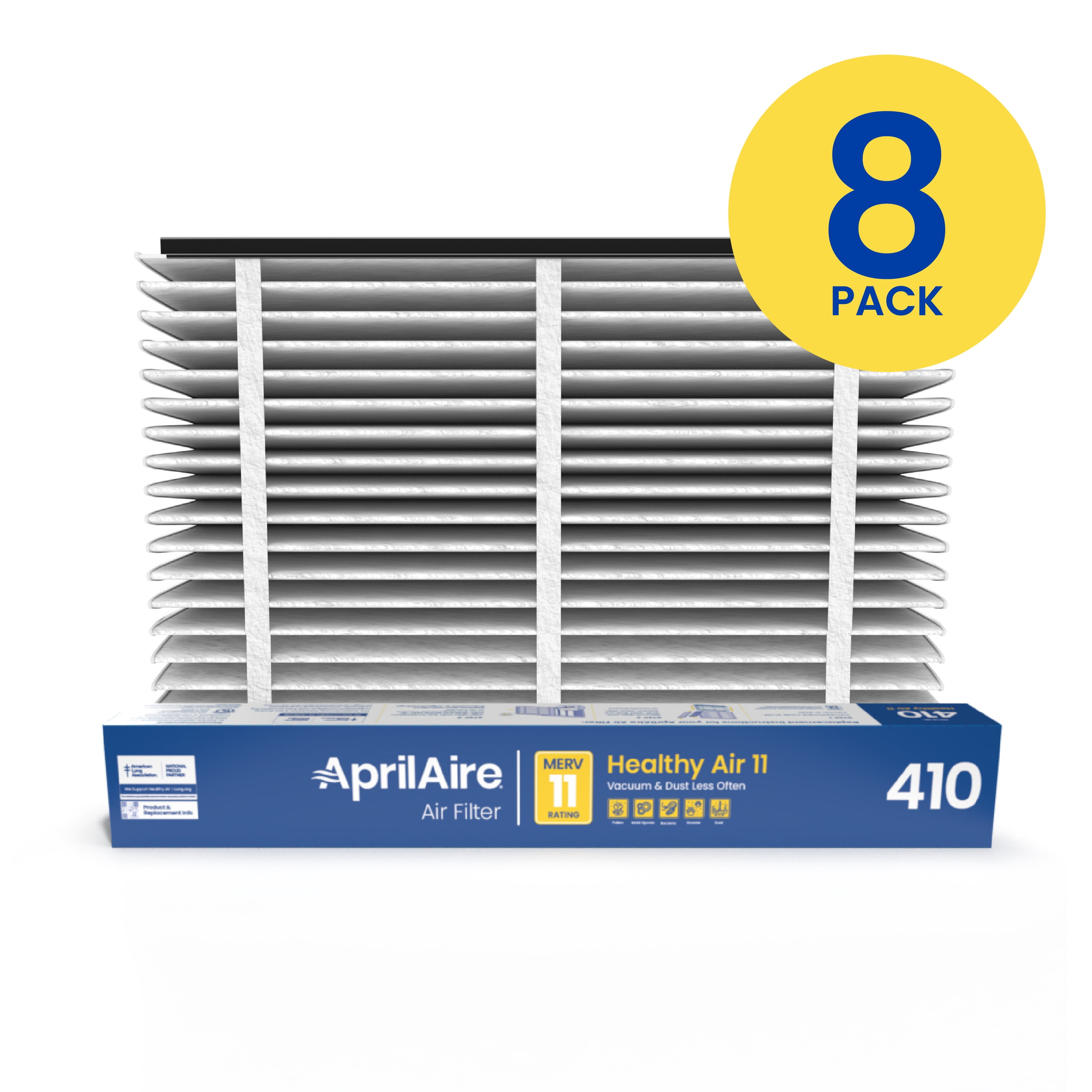 AprilAire 410 Replacement Filter for AprilAire Whole-House Air Purifiers - MERV 11 Clean Air Furnace Filter (Pack of 8)