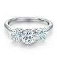 thumbnail image 3 of Gem Stone King 925 Sterling Silver White Topaz and Sky Blue Aquamarine Engagement Ring for Women | 1.90 Cttw | Round 6MM | Gemstone November Birthstone | Size 7, 3 of 6