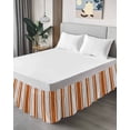 thumbnail image 4 of Burnt Orange Grey Stripe Wrap Around Bed Skirts for California King Bed 16" Drop,Bed Skirt with Adjustable Elastic Belt Dust Ruffle Bed Valance Farmhouse Minimalist Striped Bed Frame Cover, 4 of 7