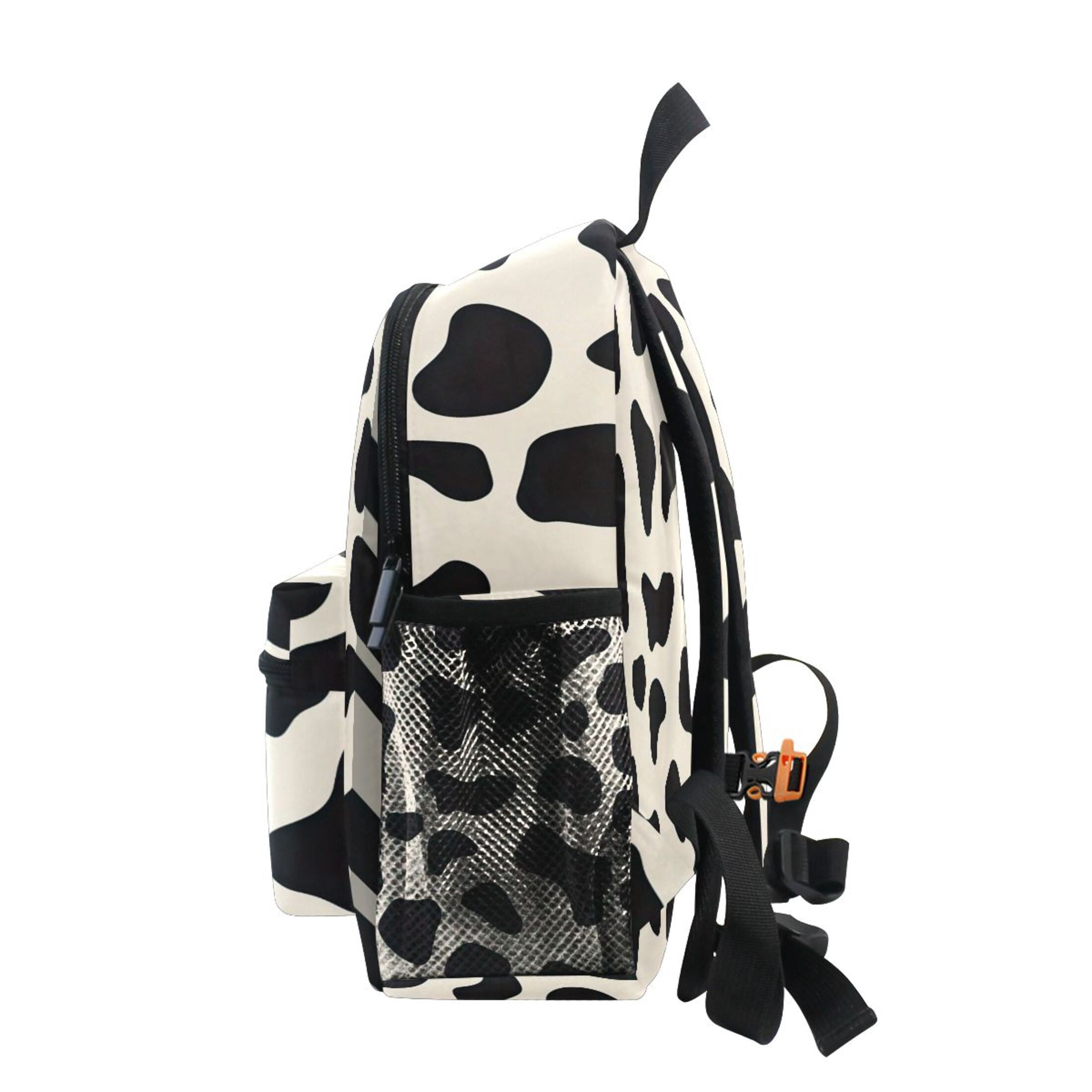 Cow Print Pattern Mini Backpack Cute Small Backpack with Chest Strap and Whistle Ages 3-8