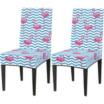 Summer Flamingo Dining Room Chair Covers Set of 2 Washable Kitchen Parsons Seat Protector Removable Dining Chair Slipcovers Decorative Stretch Dining Chair Covers for Home Party Hotel
