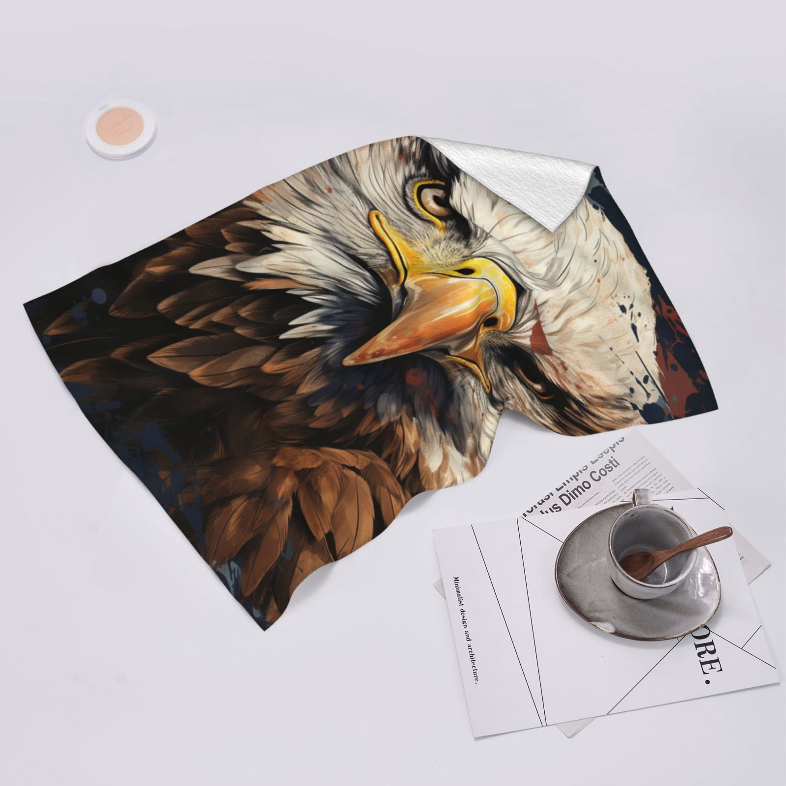 Bald Eagle And American Flag Cool 27.5" x 16" Ultra Soft Hand Towel, Face Wash Cloth for Bathroom, Gym, Travel, Pool