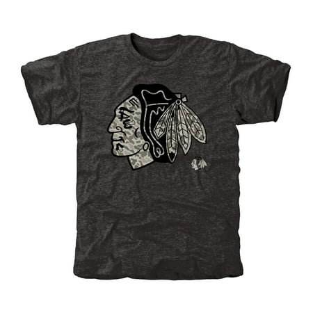 - Men's Chicago Blackhawks Black Rink Warrior Tri-Blend T-Shirt