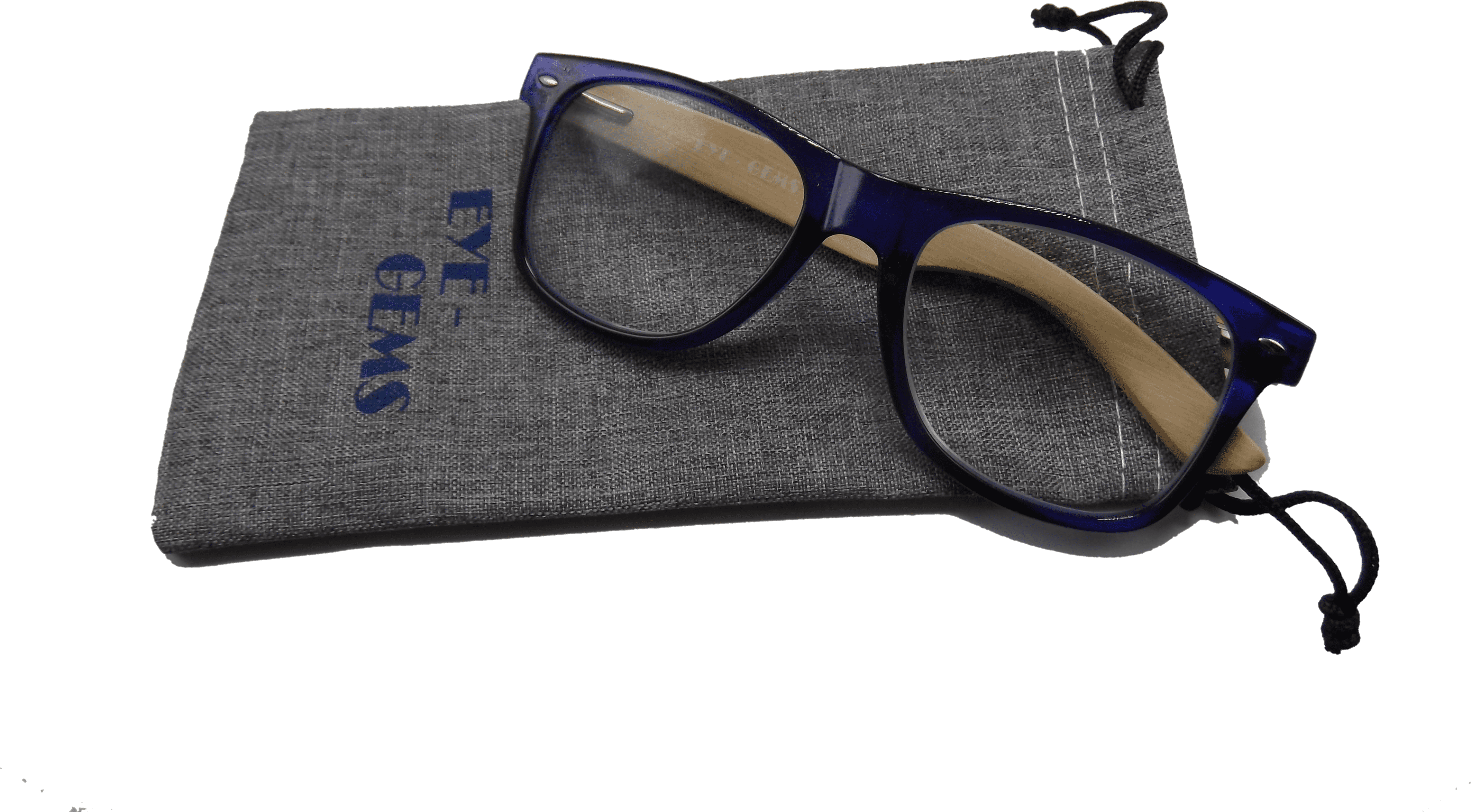 EYEGEMS Brand Men Women +1.50 Reading Glasses Eco Friendly Sustainable Unisex Bamboo Eyeglasses Blue 8471
