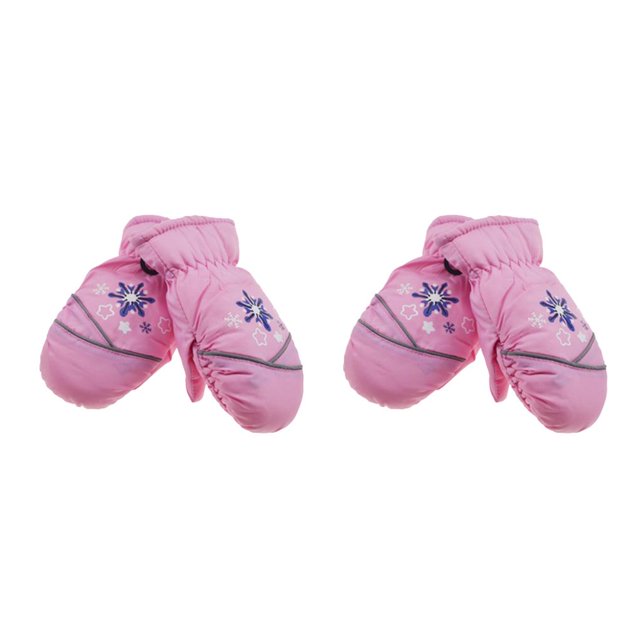 Advancent 6 pares de manoplas para niños impermeables de invierno con gancho copos de nieve herramientas de protección actividades al aire Rosa 2Conjunto