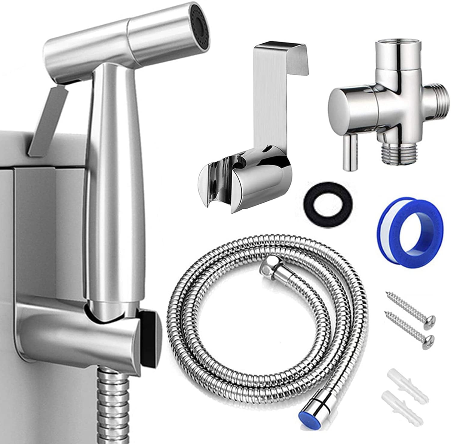 Handheld Bidet Shower Head Water Nozzle Spray Toilet Sprayer Attachments Kit 