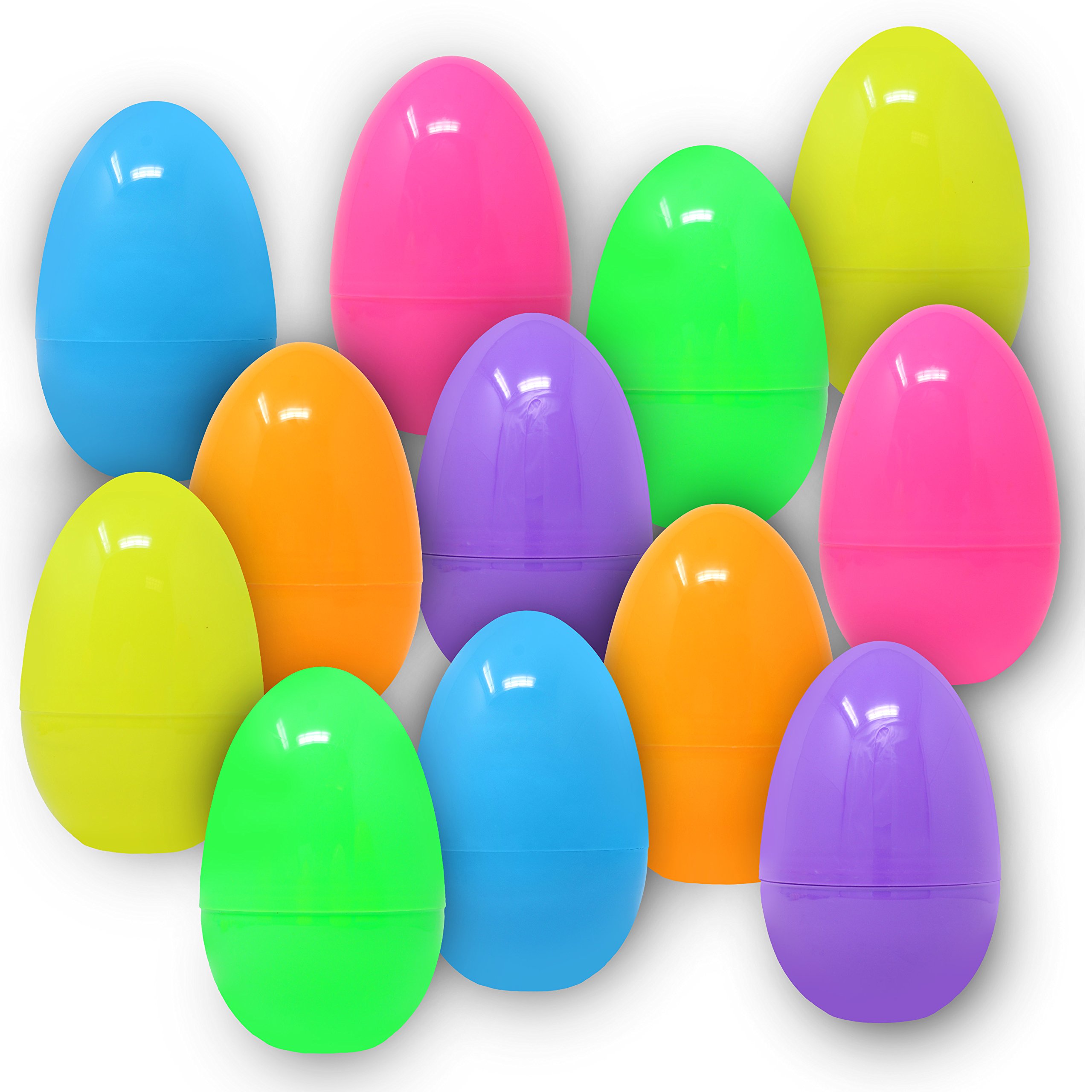 JOYIN 12 Pieces 7" Jumbo Plastic Bright Solid Easter Eggs Assorted Colors for Filling Treats, Easter Theme Party Favor, Easter Eggs Hunt, Basket Stuffers Fillers, Classroom Prize Supplies Toy - image 4 of 6