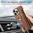 thumbnail image 6 of Allytech Wallet Case for iPhone 16, [Support Car Mount], Business PU Leather Ring Kickstand Cover with Card Slots & Zipper Pocket, RFID Blocking Shockproof Protective Case, Brown, 6 of 10