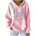 thumbnail image 2 of Uootdi Breast Cancer Long Sleeve Gift Shirt for Women Tackle Breast Cancer Pink Ribbon Pink Rugby Print Football Casual Hoodies, 2 of 5