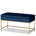 thumbnail image 1 of Bowery Hill Bleu Marine Or Fini Métal Grand Pouf, 1 of 10