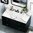 thumbnail image 2 of Bathroom 43 Inch Vanity Top - White Marble With Ravishing Veins, 4" Backsplash, Sintered Stone, 8 Faucet Hole Charming Stone Resistance To Exposure And Degradation,, 2 of 7
